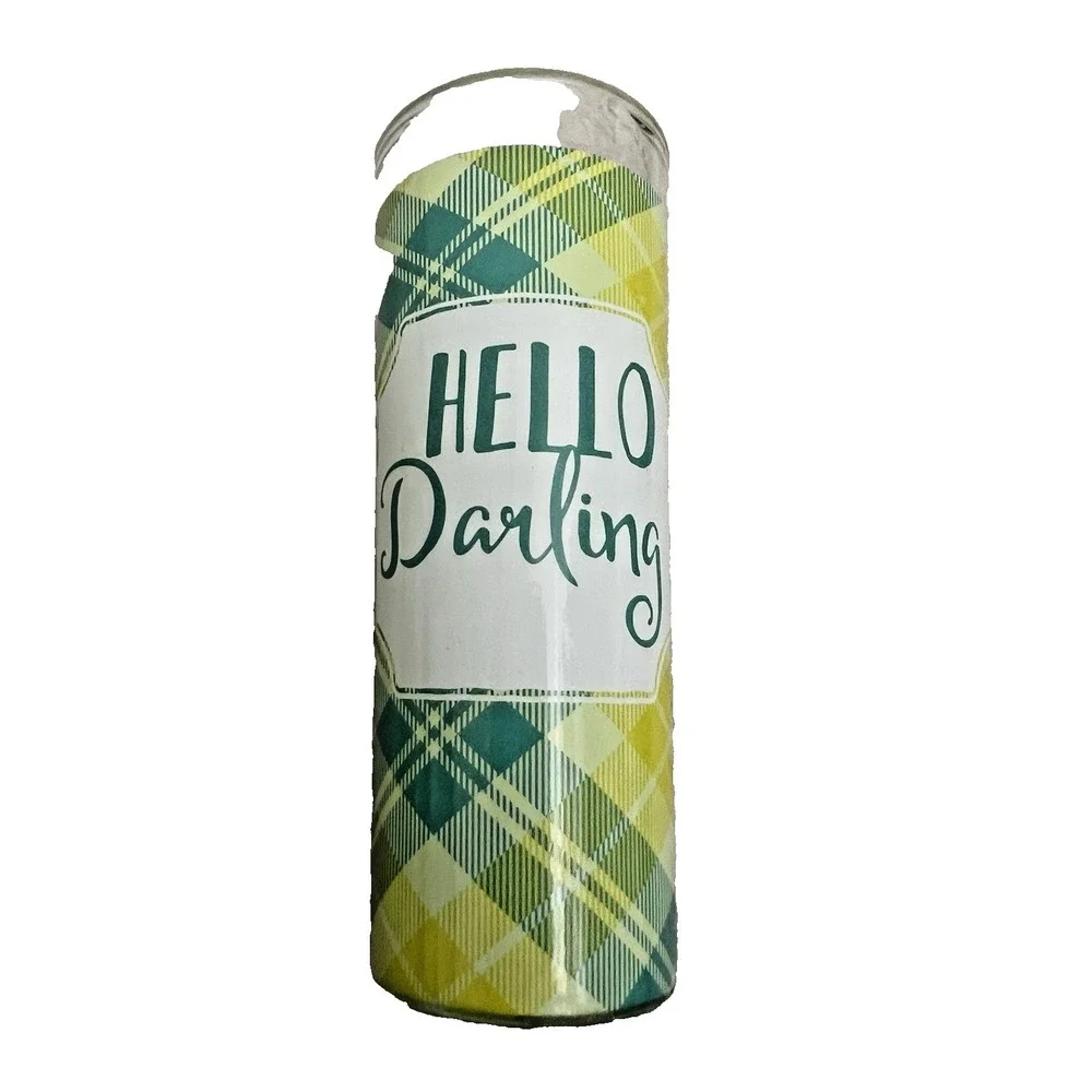 Set of 4 2 FL OZ TALL GREEN+YELLOW PLAID SHOOTERS SHOT GLASSES Girly Girl Saying